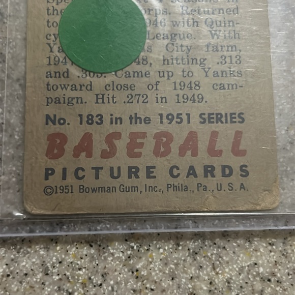 1951 BOWMAN HANK BAUER CREASE NEW YORK YANKEES #183 - Picture 6 of 6